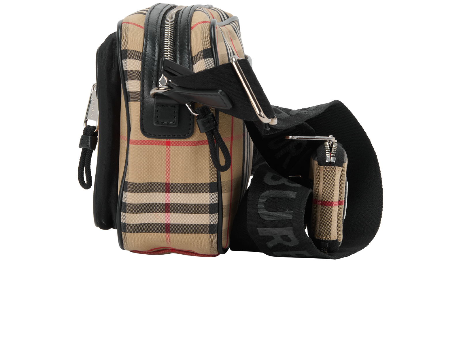 Paddy Check Messenger, &pound;395, Handbags, Black/Brown/Cream/Red, Canvas, Bottom view